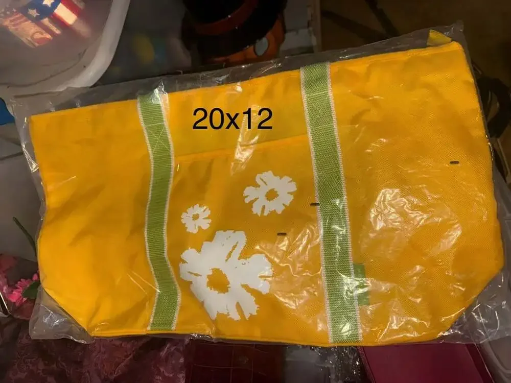 Mary Kay Canvas Tote Bag Daisy Floral Yellow Green 20x12 New